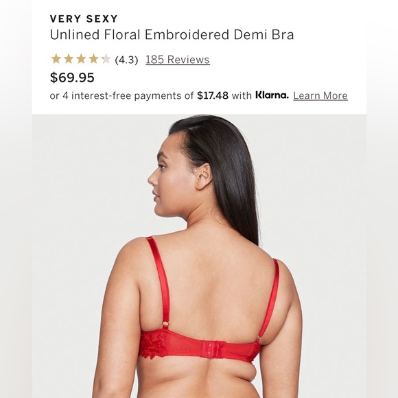 VICTORIA’S SECRET Unlined Floral Embroidered Demi Bra - Picture 2 of 3